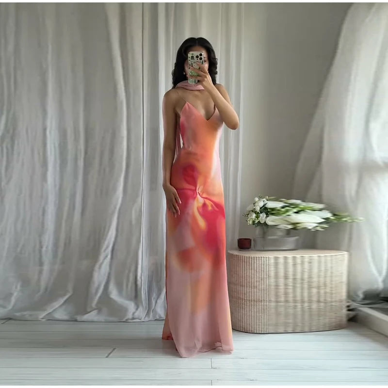 Elegantes Damen-Neckholder-Kleid mit Band – Figurformendes, ärmelloses, schulterfreies Abendkleid