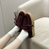 Women’s Genuine Leather Suede Loafers – British Style Lace-Up Oxford Shoes