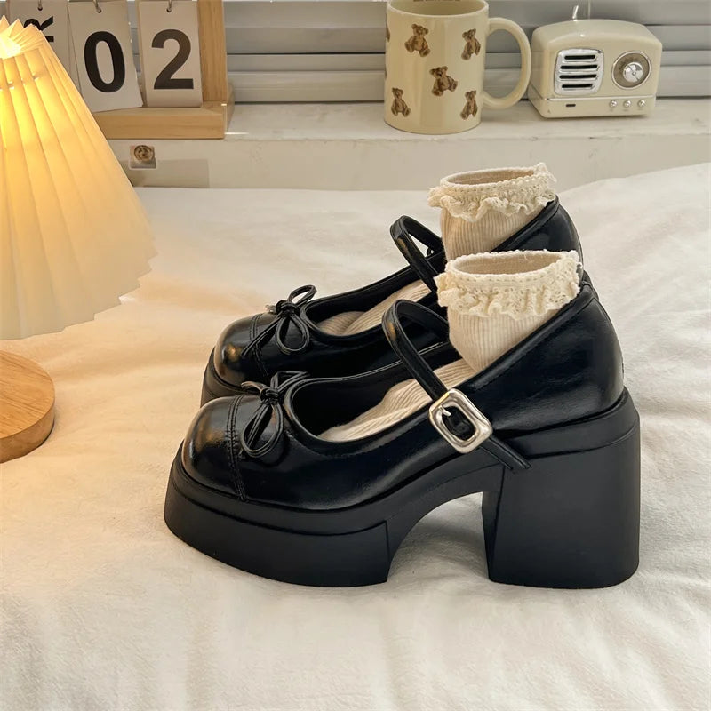 Damen Plateau Mary Jane Schuhe – Dicke High Heel Pumps