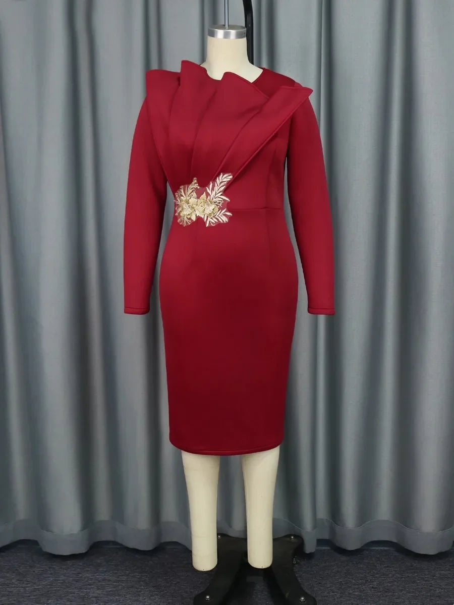 The "Grace Lace" Gown – Elegant African Sheath Dress – Signature Lace Applique Bodycon