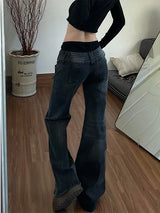 Women’s American Retro Low-Waisted Jeans | New Loose Micro-Flared Denim
