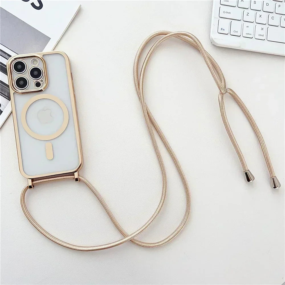 MagSafe Crossbody Lanyard Clear Case for iPhone 17 Air 16 15 14 13 Pro Max