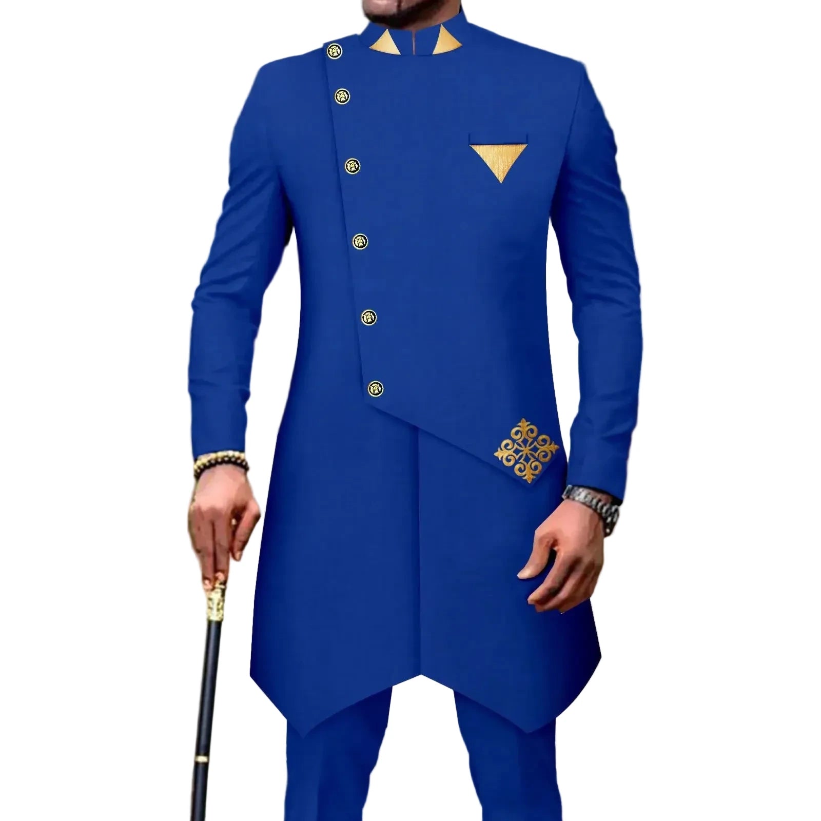 Herren einreihiger Blazer und Hosen Set, traditionelles Dashiki Hochzeitsoutfit