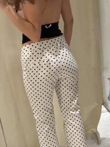 Elegante Damen-Hose mit Tupfenmuster – Schmale Passform, gerades Bein