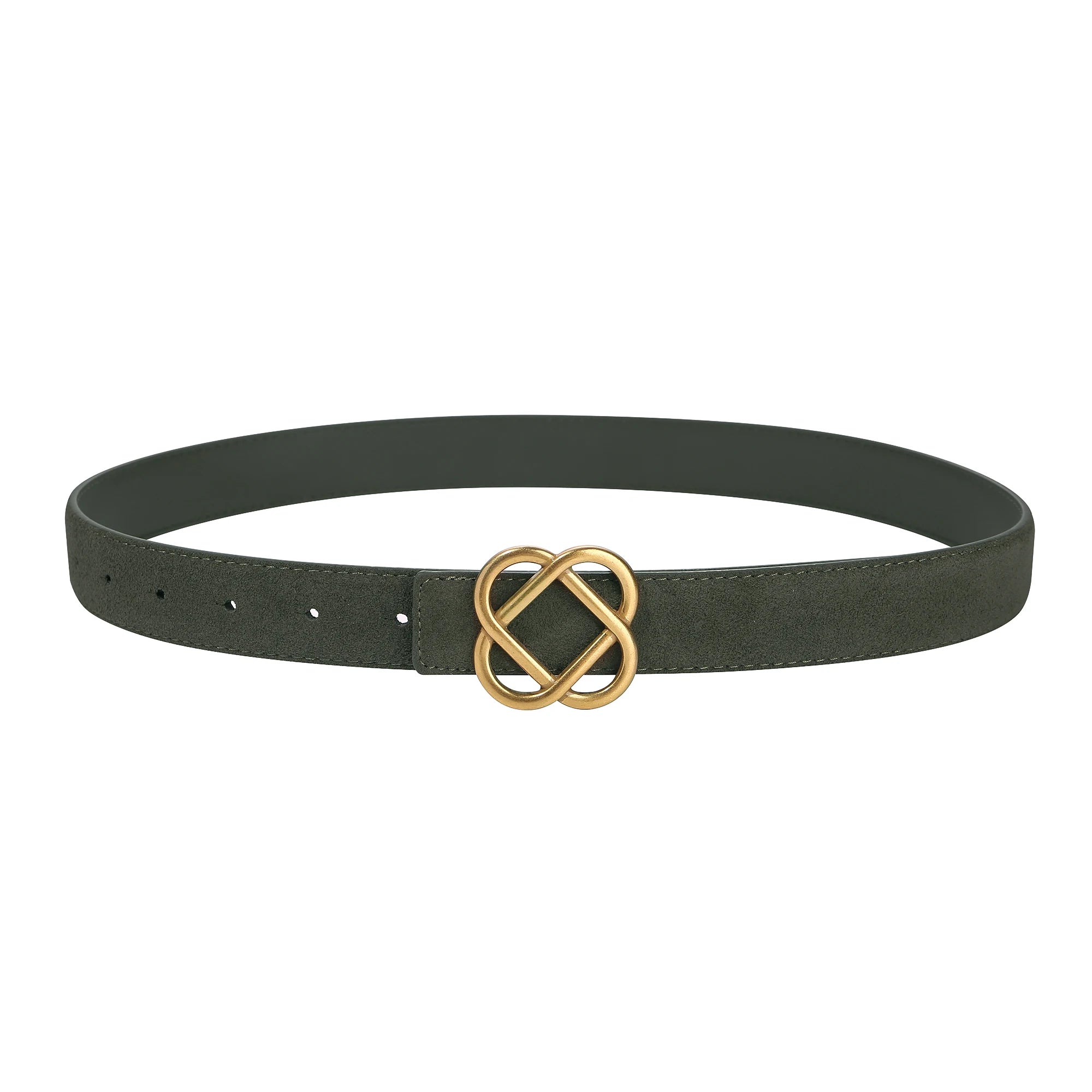 Damen-Wildleder-Rindledergürtel 2,8 cm – Vintage schmaler Gürtel mit Retro-Goldschnalle