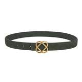 Damen-Wildleder-Rindledergürtel 2,8 cm – Vintage schmaler Gürtel mit Retro-Goldschnalle