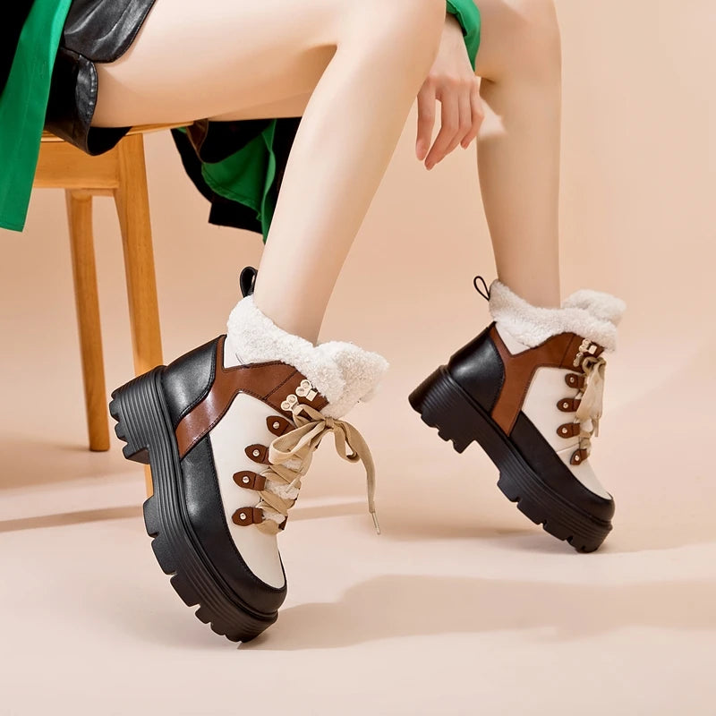 Women’s Real Leather Snow Boots – Warm Winter Ankle Boots