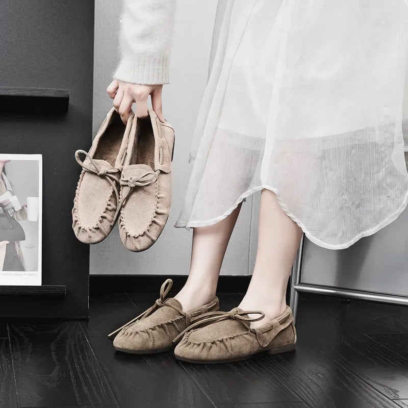 Damen Loafers aus echtem Leder – Flache Mokassins im britischen Stil