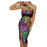 African Sleeveless Sexy Club Women’s Ankara Print Strap Dress