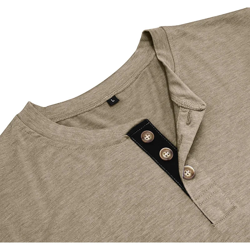 Europäische und amerikanische Herren Langarm Rundhals-T-Shirts Amazon Herren Base Layer Top Außenhandel Herren T-Shirt Henry-Kragen