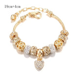 Kristallherz-Charm-Armband für Damen – goldfarbenes Schlangenkettenarmband