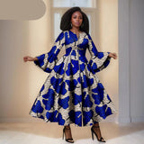Das Maxi-Kleid "Aura": Kühnes afrikanisches Print-Kleid mit dramatischen ausgestellten Ärmeln