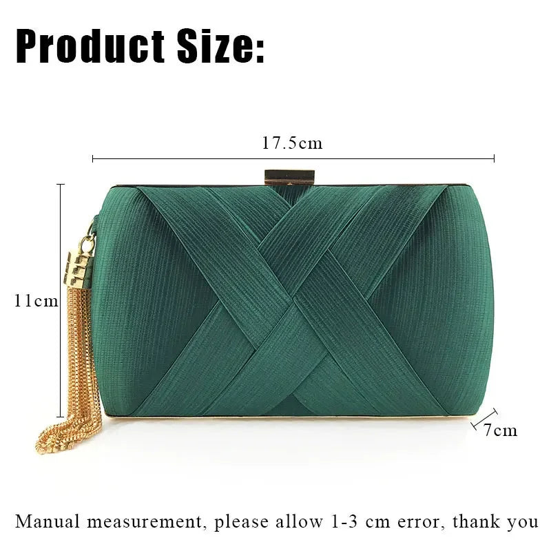 Stylish Silk Bridal Party Purse | Luxury Golden Tassel Evening Handbag