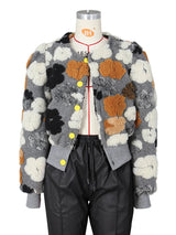 The Botanical Bloom: 3D Blumen-Patchwork-Jacke – Luxuriöser strukturierter Puffärmel-Mantel