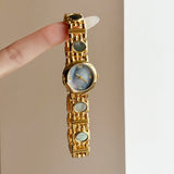 The Terra Luna: Natural Gemstone Quartz Watch – Luxury Minimalist Round Dial Timepiece