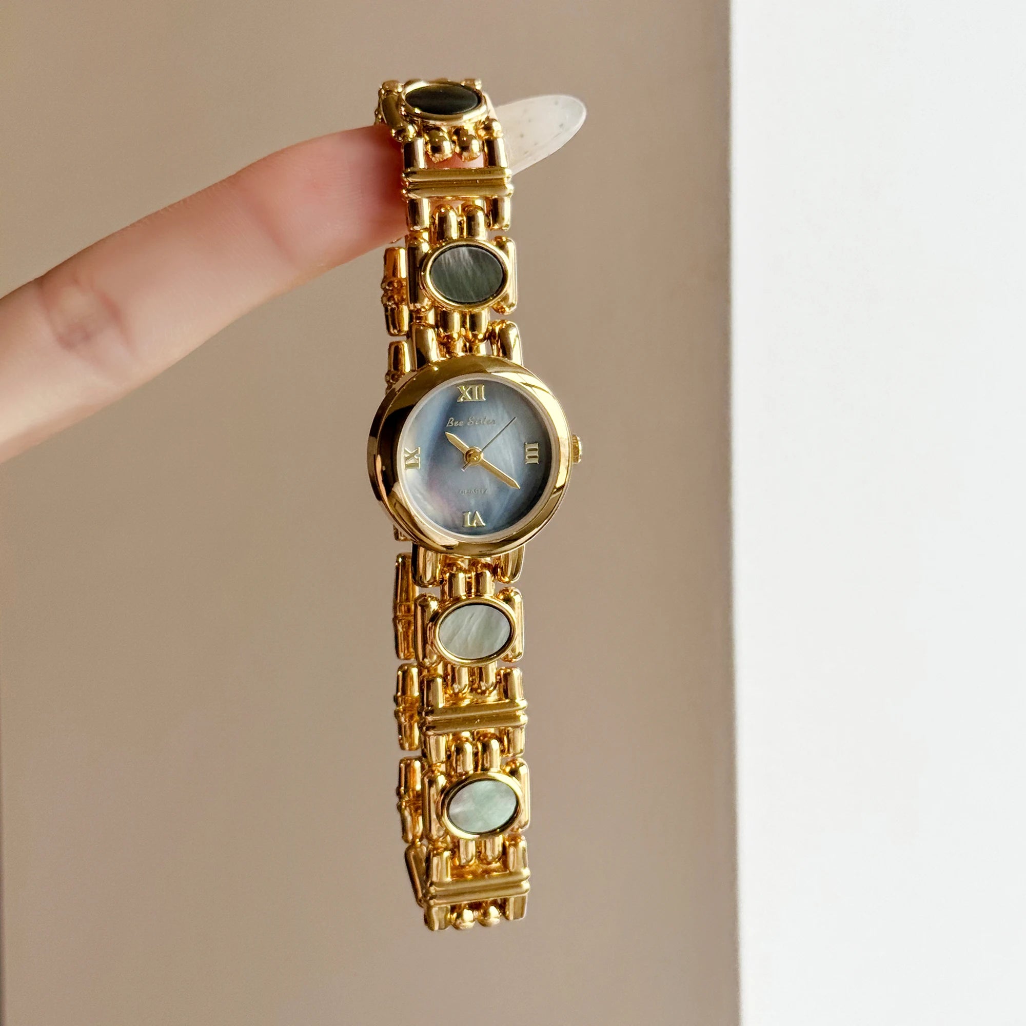 The Terra Luna: Natural Gemstone Quartz Watch – Luxury Minimalist Round Dial Timepiece