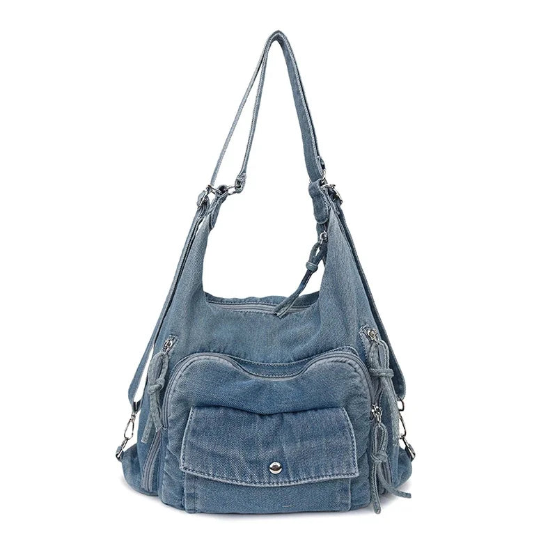 Die trendige Indigo-Edge Denim-Umhängetasche