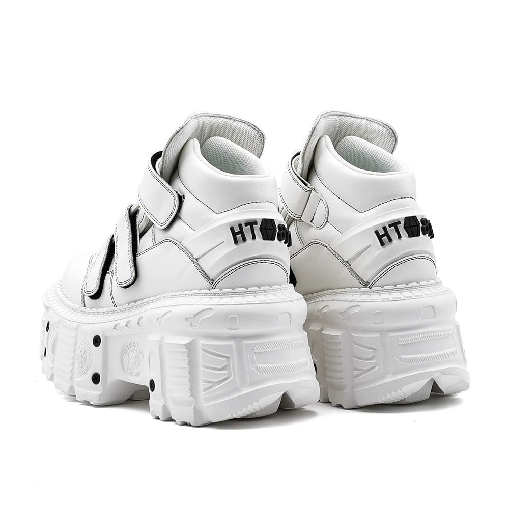 Women’s Punk New Rock Gothic White Platform Ankle Boots