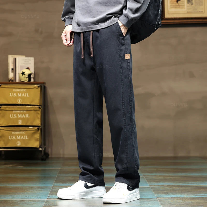 Herren Soft Lyocell Cargohose – Dicke, weite, gerade geschnittene Hose