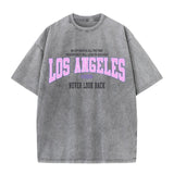 Damen-Top aus ausgewaschener Baumwolle mit Vintage Los Angeles-Grafik