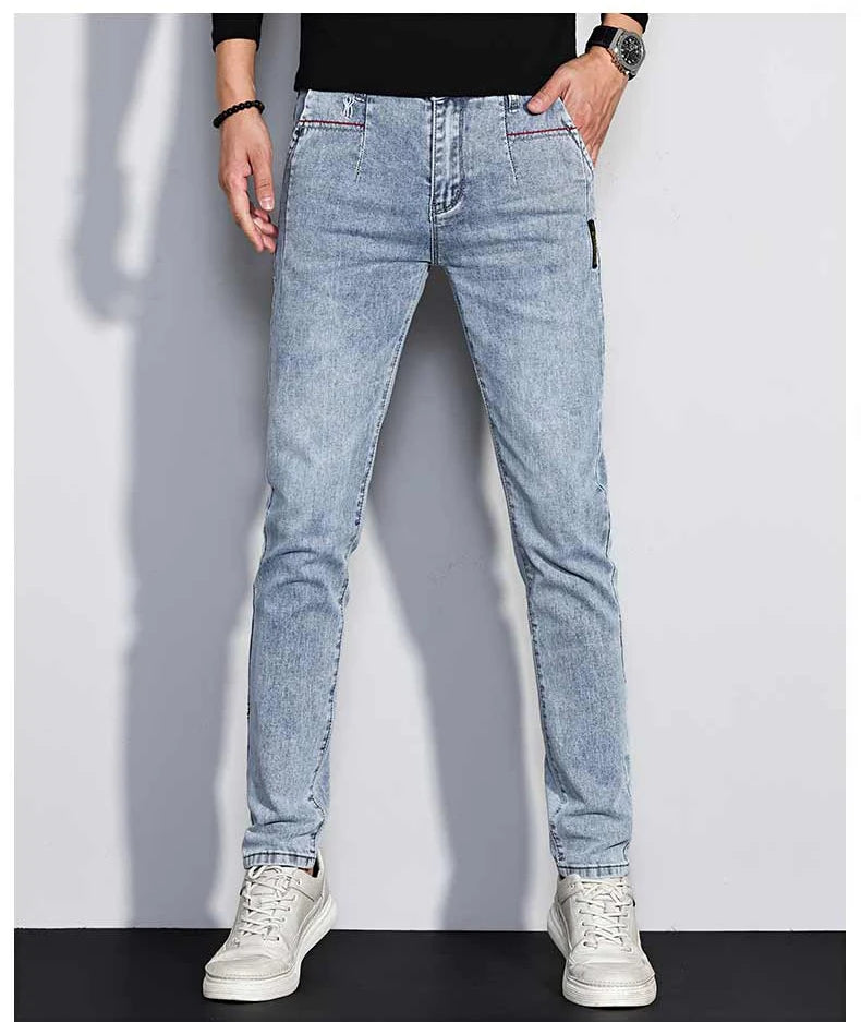 Herren Slim Fit Stretch Jeans | Vintage Korean Style Straight Denim