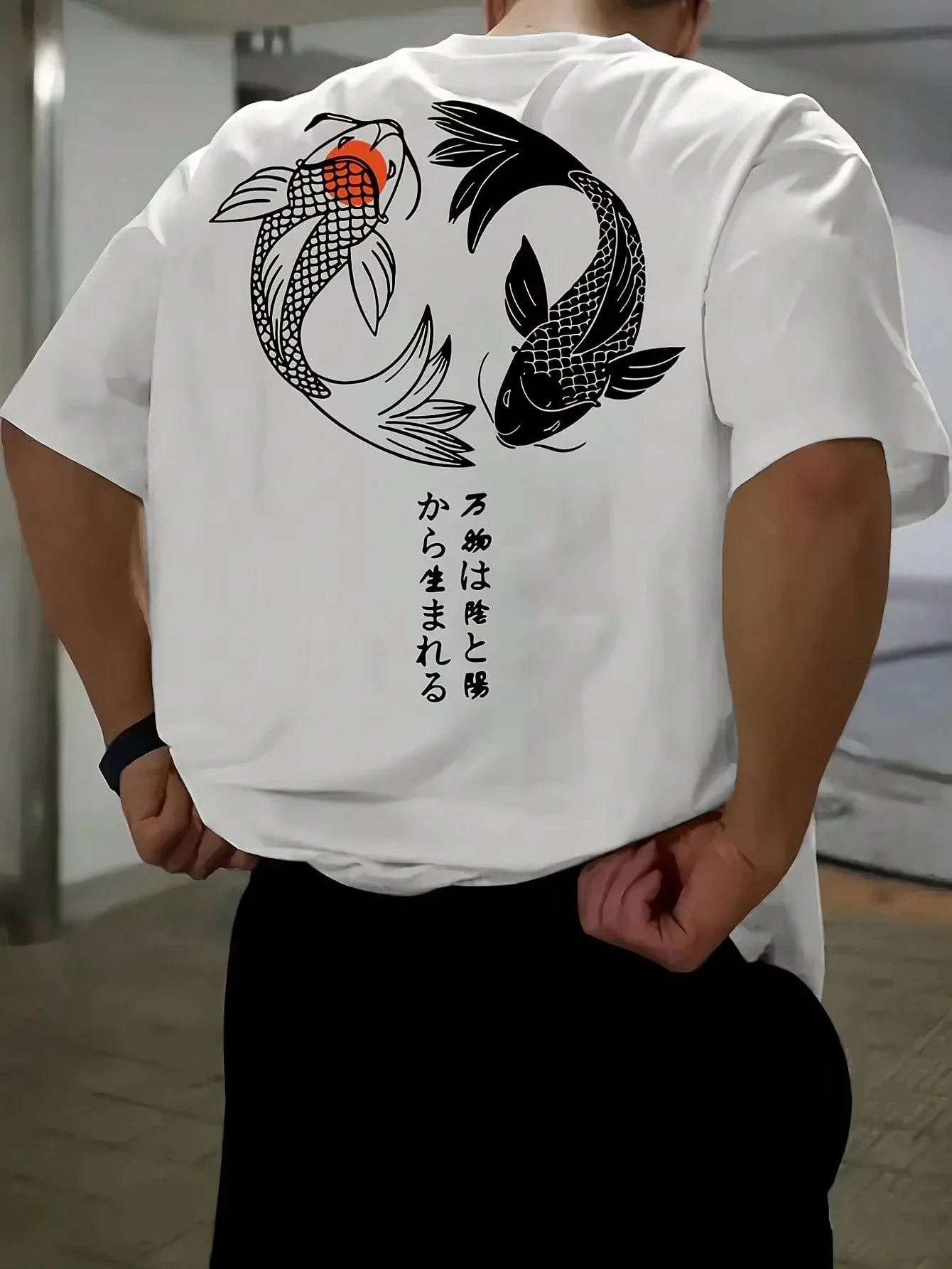 Japanischer Koi-Fisch Harajuku T-Shirt – 100% reine Baumwolle Herren Streetwear – Y2K Retro Grafik T-Shirt