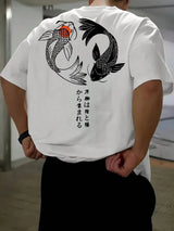 Japanischer Koi-Fisch Harajuku T-Shirt – 100% reine Baumwolle Herren Streetwear – Y2K Retro Grafik T-Shirt