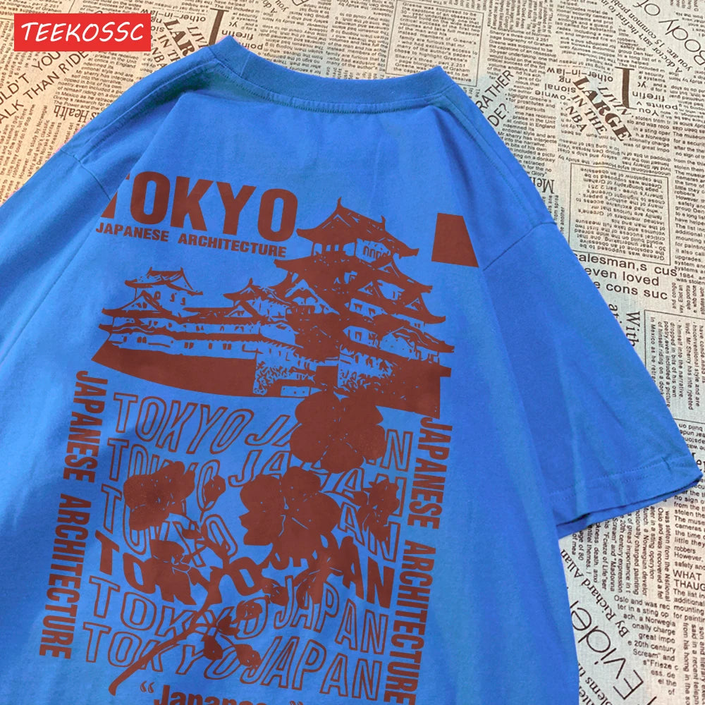 Women's Oversized Japanese Streetwear Cotton Top with Floral Print