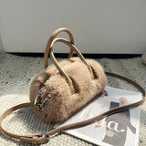 Women’s Faux Fur Small Box Tote – Luxury Plush Crossbody Bag