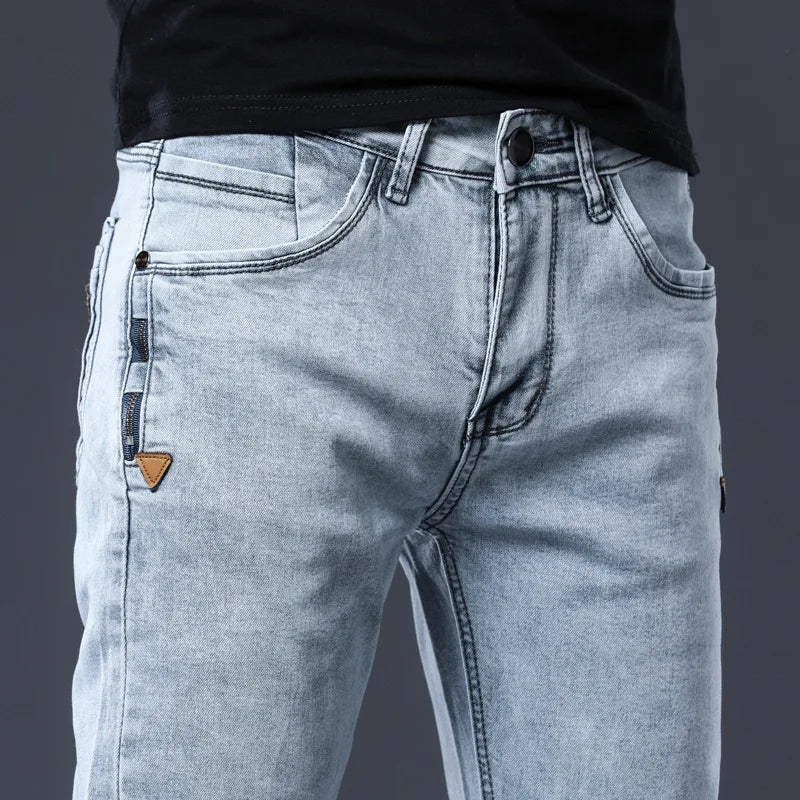 Men's Slim Fit Skinny Jeans | Gray & Blue Stretch Denim Pants