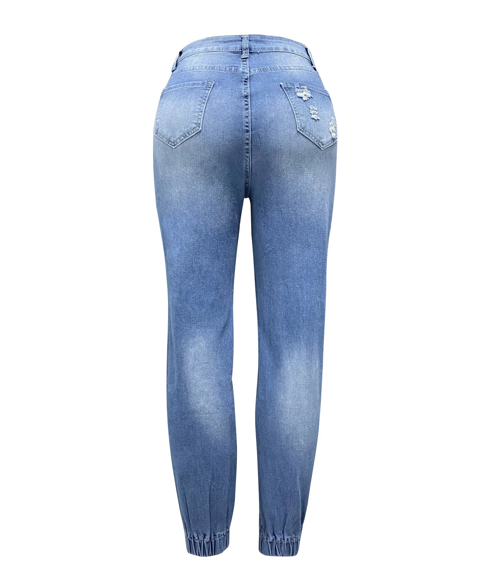 Bedruckte Distressed-Damenjeans – Knöchellange Bleistifthose mit Destroyed-Details, schmal geschnittene High-Waist-Jeans
