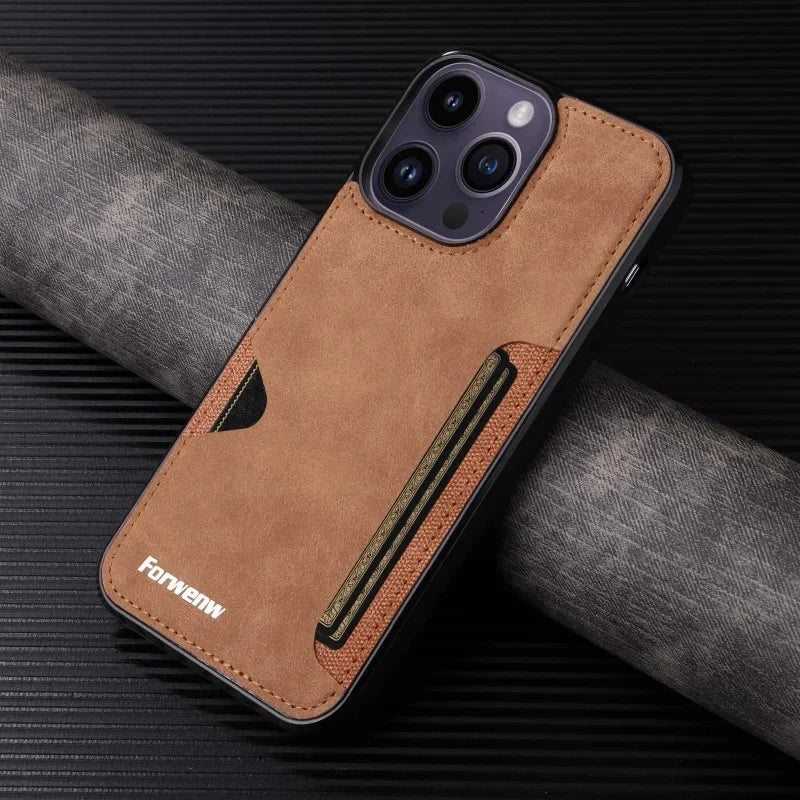 Retro PU Leder Brieftaschenhülle mit Kartenhalter für iPhone 17 Air 16 15 14