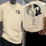 Japanischer Koi-Fisch Harajuku T-Shirt – 100% reine Baumwolle Herren Streetwear – Y2K Retro Grafik T-Shirt