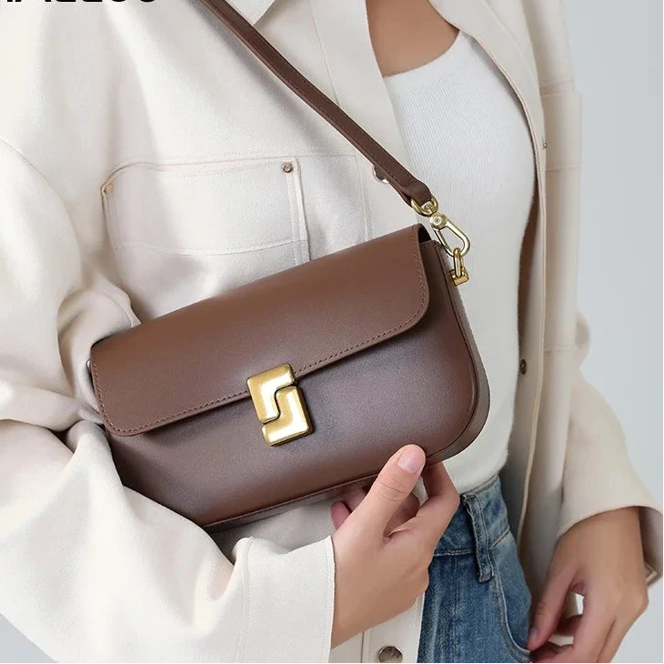 Luxuriöse Spaltleder-Damen-Umhängetasche | Trendmarke Kleine quadratische Tasche