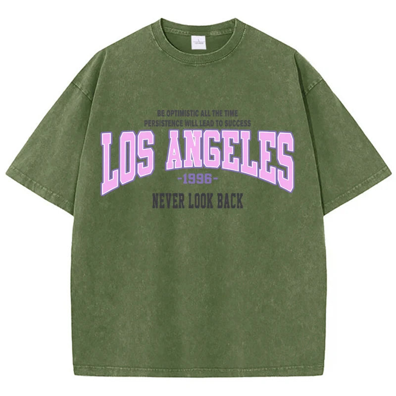 Damen-Top aus ausgewaschener Baumwolle mit Vintage Los Angeles-Grafik