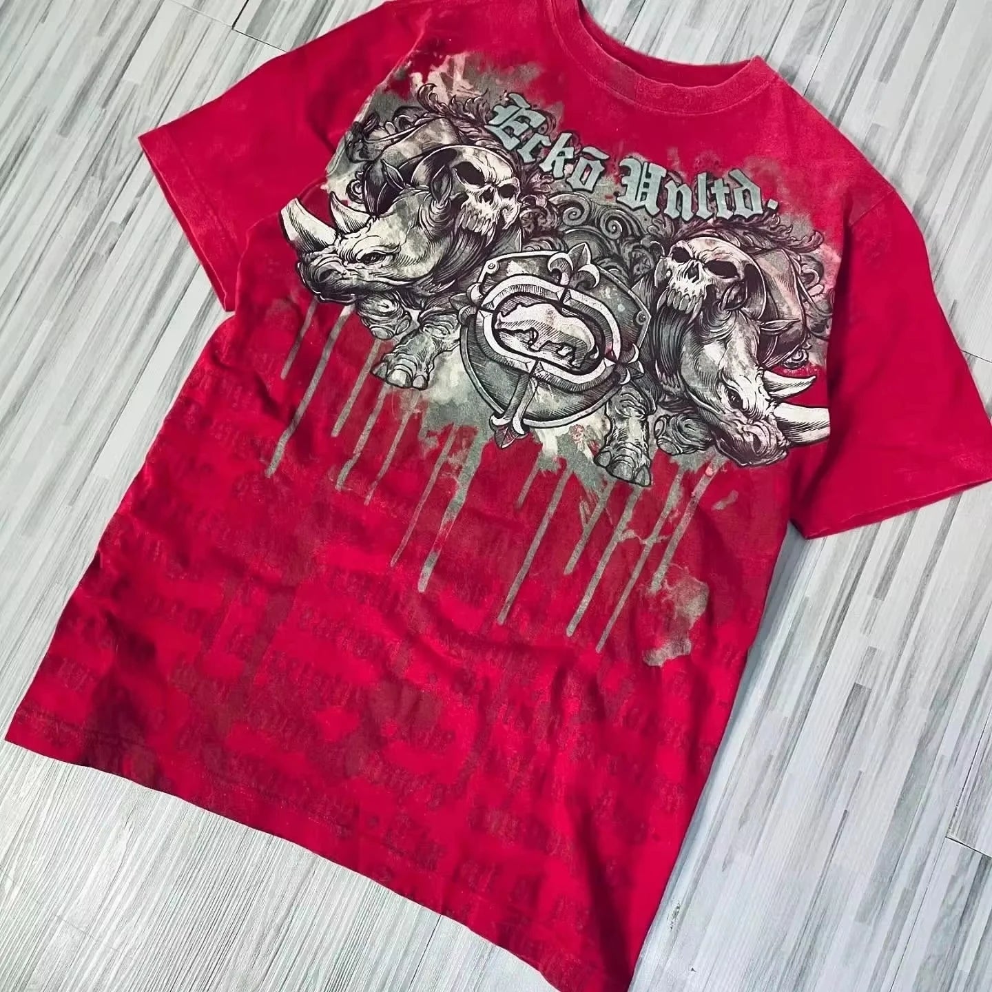 Herren Y2K Gothic Affliction T-Shirt – Baumwoll-T-Shirt mit dunklem Flügelprint
