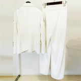 2tlg. Anzug-Set für Damen – Schmal geschnittener Smoking mit Strasssteinen – Elegantes Geschäfts-Dinner-Outfit