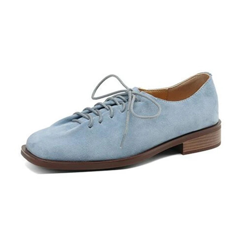 Damen Oxford-Schuhe aus echtem Wildleder – Britischer Stil Schnür-Loafer