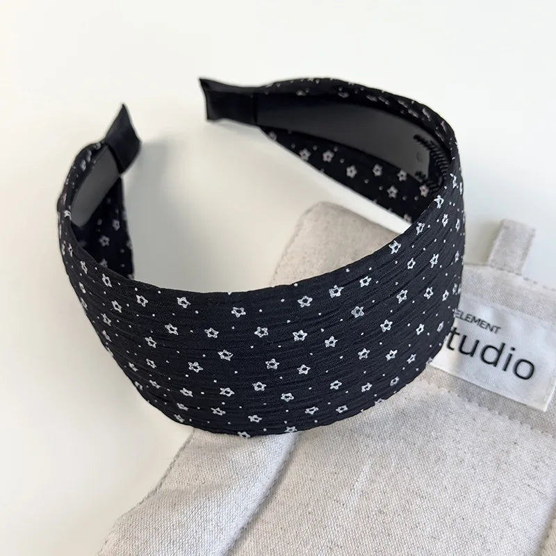 Retro Schwarz-Weiß gepunktetes Haarband mit breitem Rand für Damen