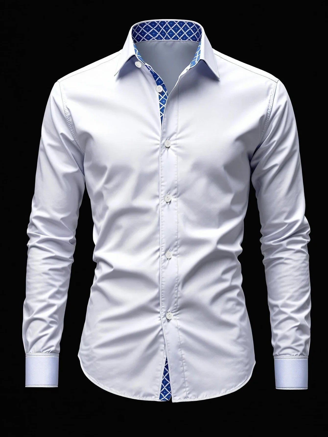 Men's White Long Sleeve Shirt – Smart Casual Dress Blouse