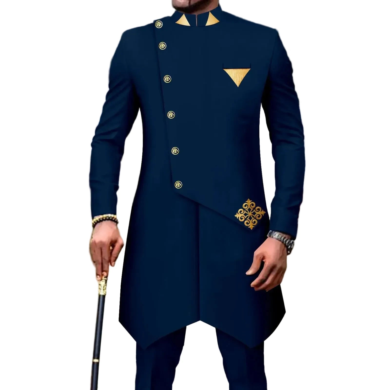 Herren einreihiger Blazer und Hosen Set, traditionelles Dashiki Hochzeitsoutfit