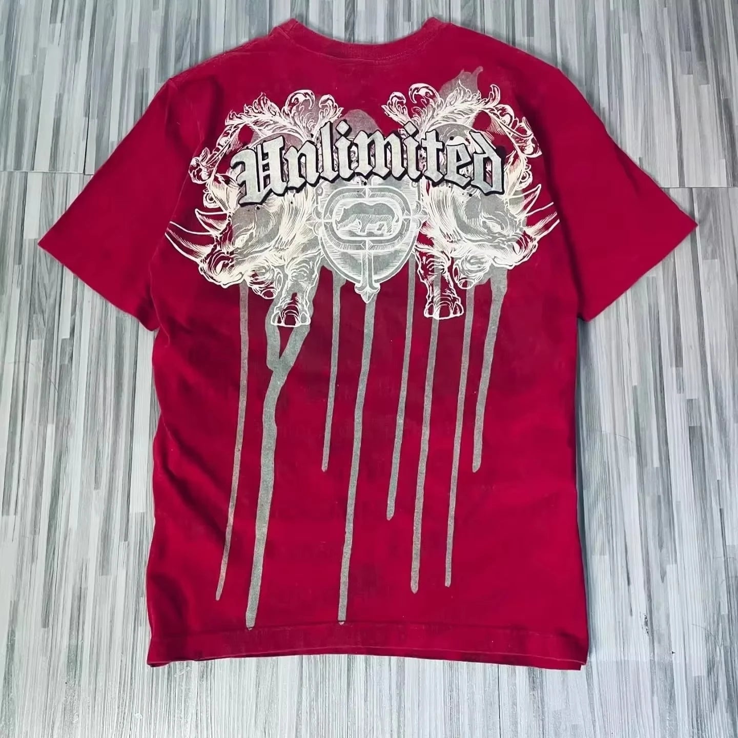 Herren Y2K Gothic Affliction T-Shirt – Baumwoll-T-Shirt mit dunklem Flügelprint