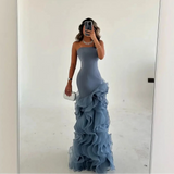 Asymmetrical Tiered Mermaid Prom Gown | Layered Formal Evening Dress