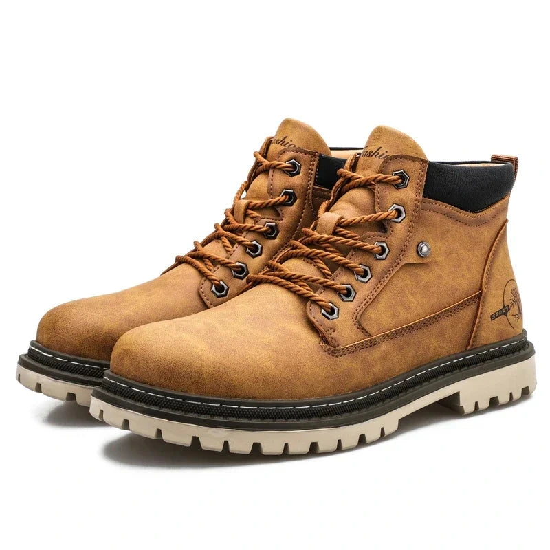 The Heritage Craftsman: Herren Retro Warme Arbeitsstiefel – Winterstiefel im Vintage-Stil mit Fellfutter