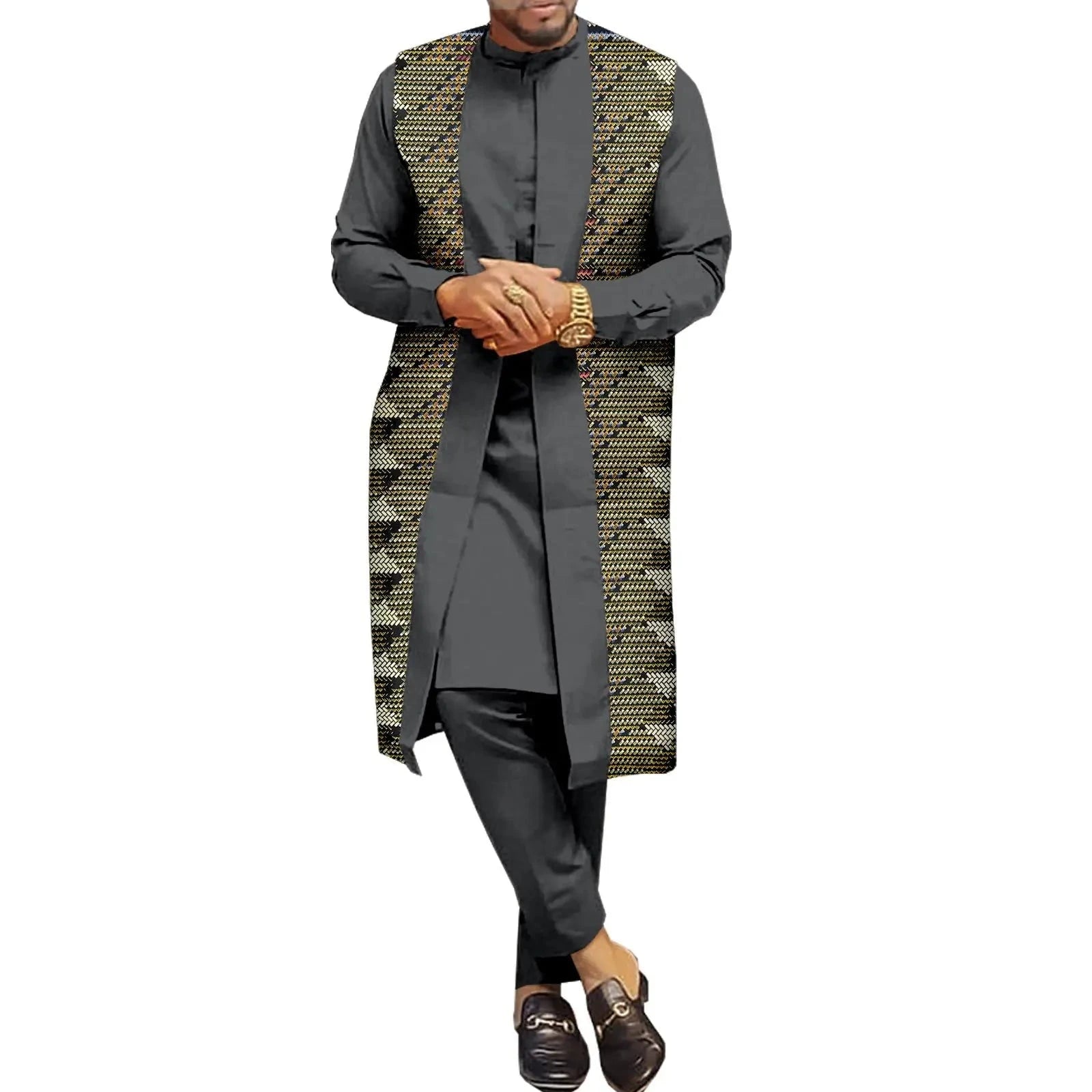 The "Legacy" Sovereign Suit: Bold 3-Piece African Print Set | Tailored Dashiki Coat, Inner Shirt & Trousers