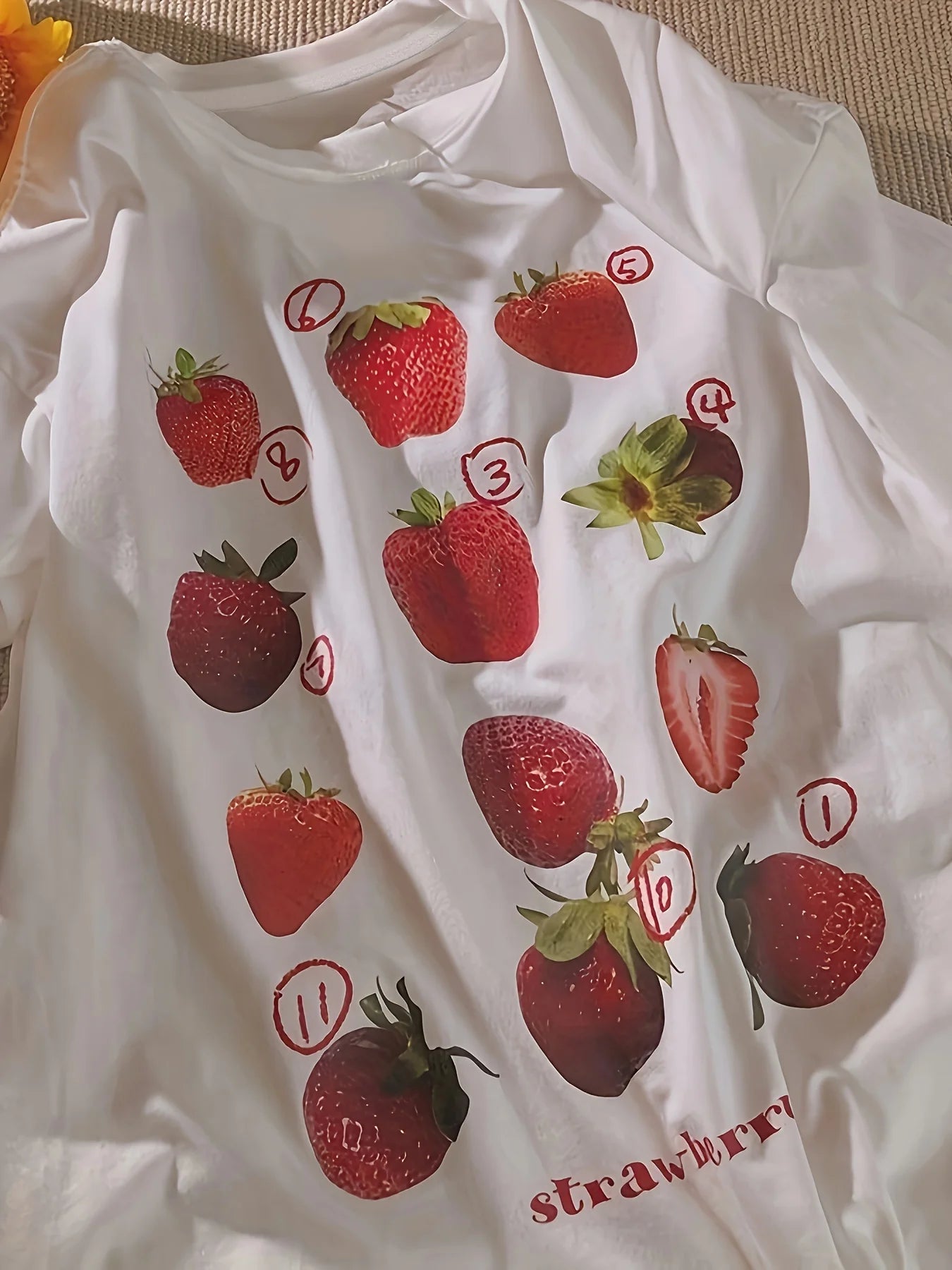 Frisches Erdbeer-Baumwoll-T-Shirt – Süßes Damen-T-Shirt mit Fruchtmotiv