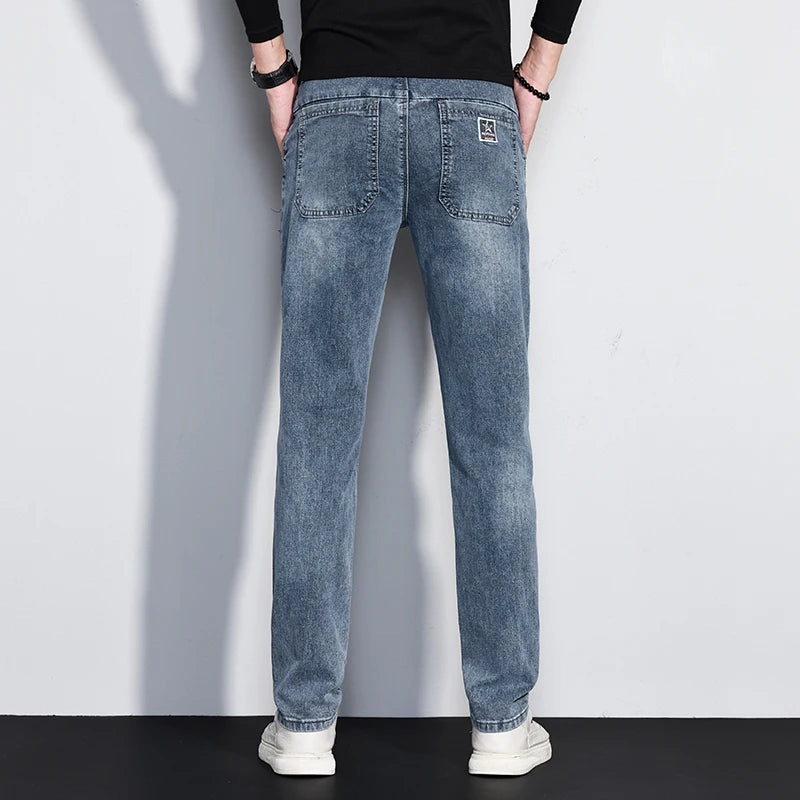 Herren Slim Fit Stretch Jeans | Vintage Korean Style Straight Denim