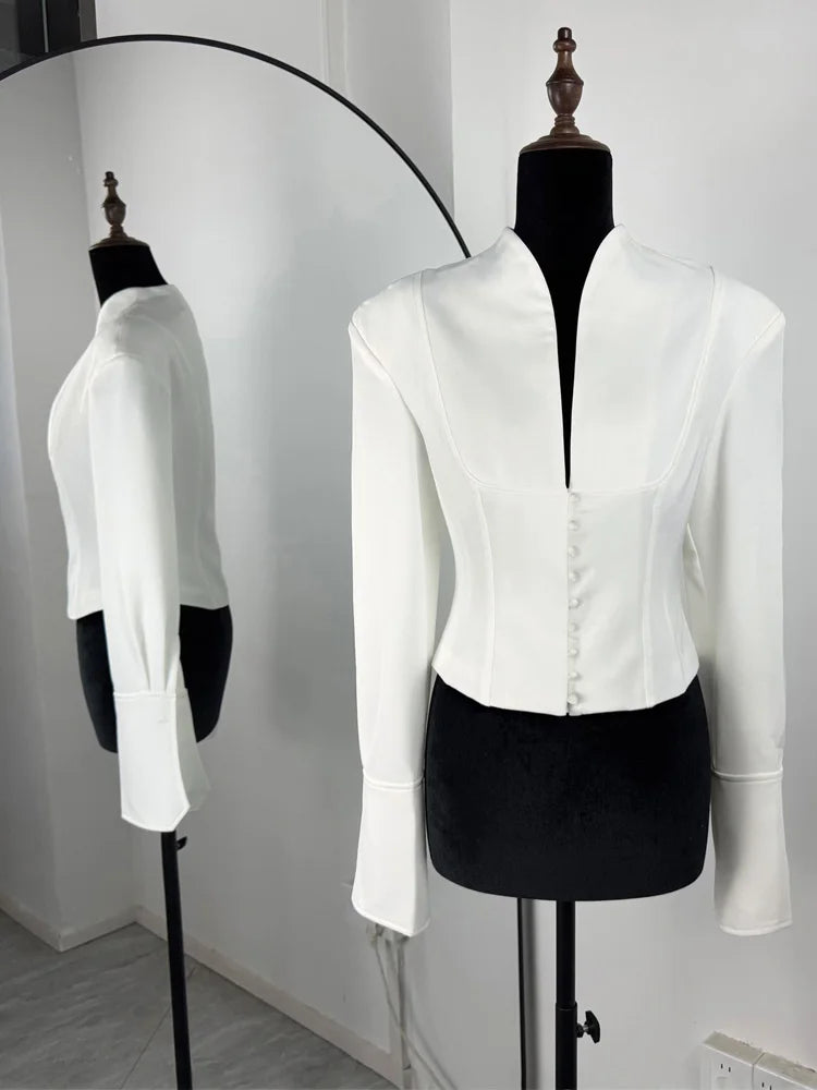 Eleganter Patchwork-Pendlerblazer – Schlanker, hochtaillierter Herbstmantel für Damen