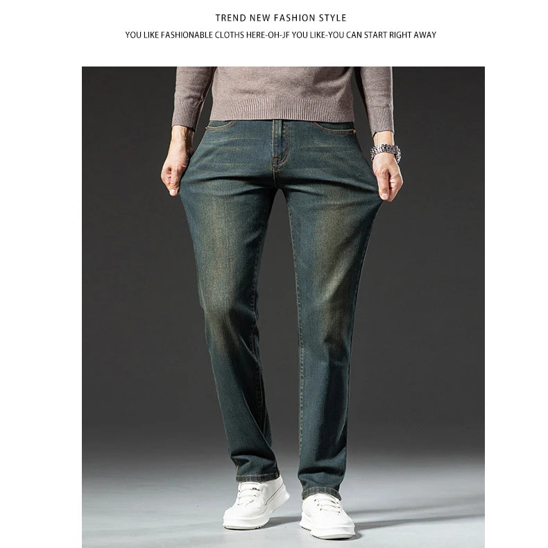 Herren Premium Vintage Jeans | Neue hochwertige elastische Business-Freizeit-Jeans