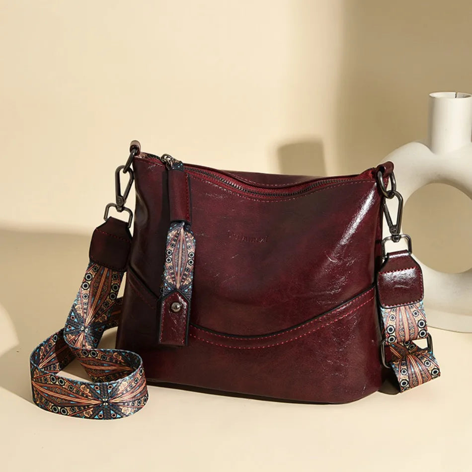 Vintage Oil Wax Leather Crossbody Bag | Large Capacity Hobo Shoulder Purse